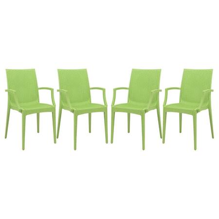 KD AMERICANA Weave Mace Indoor & Outdoor Chair with Arms, Green, 4PK KD3589139